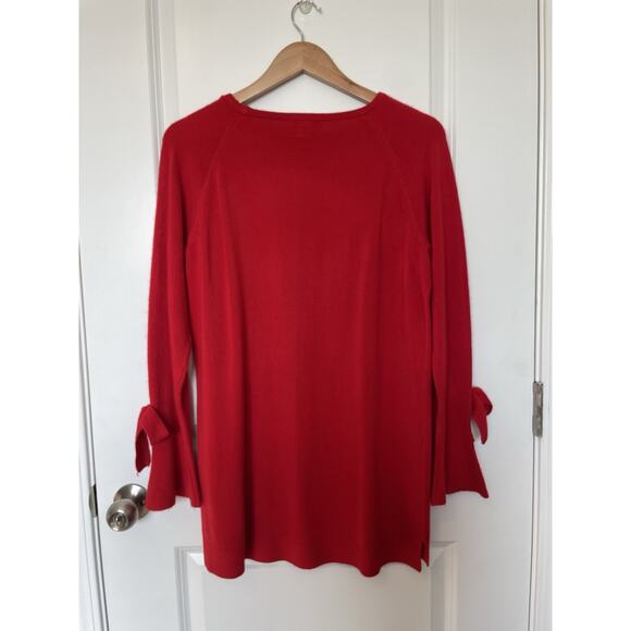 Vintage Cherry Girl Hampshire Studio Red Bow Sleeve Sweater Size L Soft Holiday - Picture 4 of 6